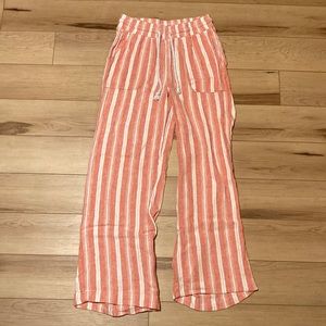 Women’s Indigo Rein Striped Peach White Loungewear Drawstring Pants Size Small